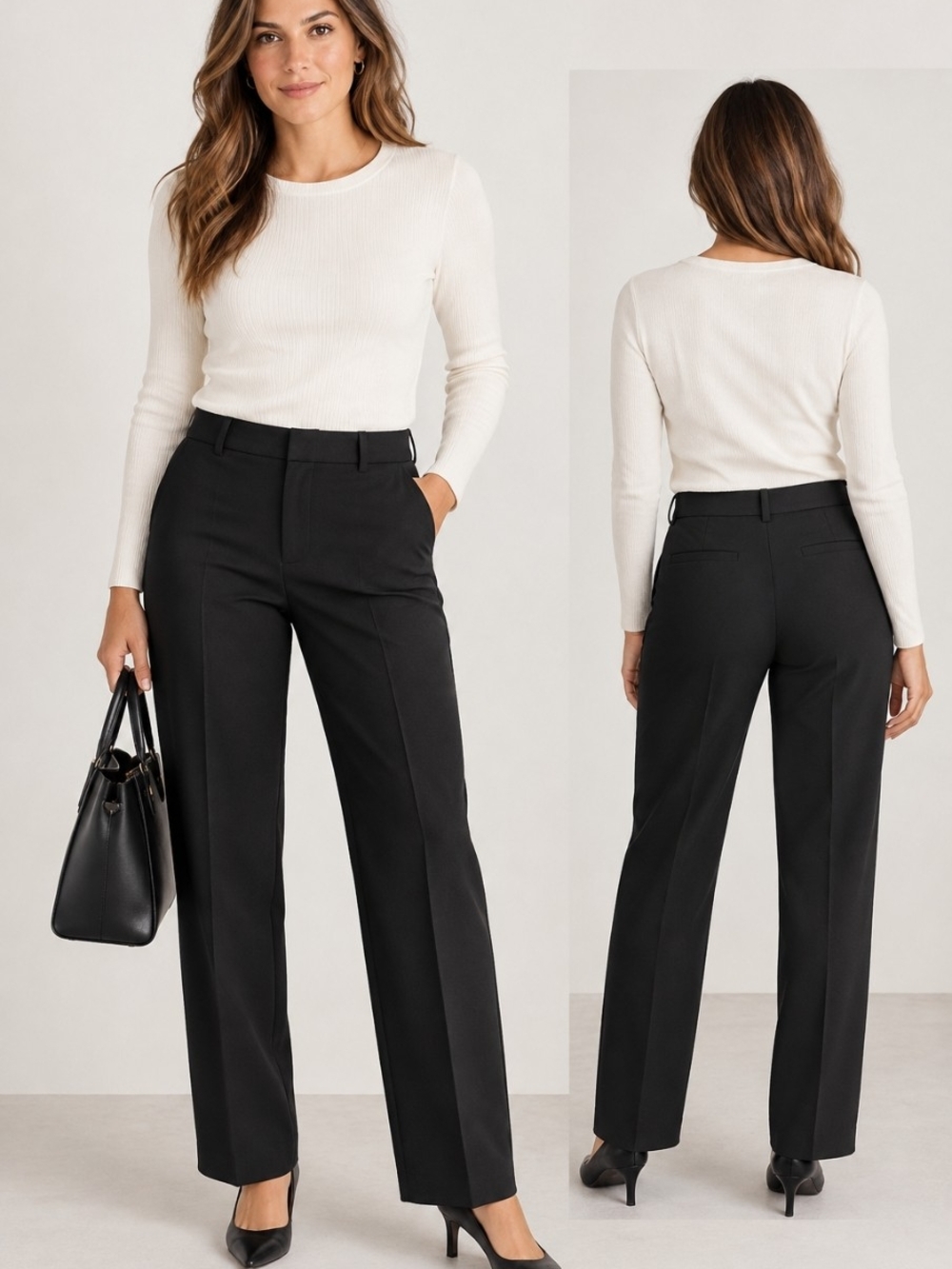 Madewell Black Straight-Leg Trousers Size 10 P